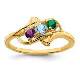 14k Genuine 3 Stone Mother's Ring - 7 / Genuine